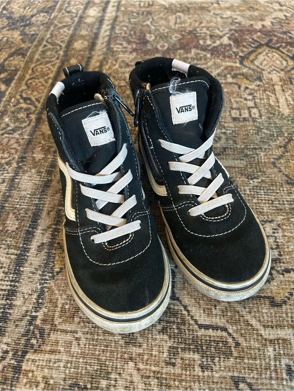 Vans Kids Black and White High-Top Skate Sneakers